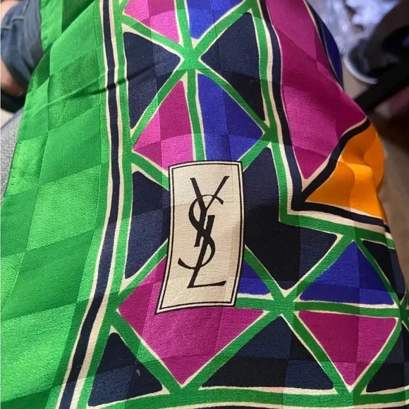 Vintage YSL Yves Saint Laurent Geometric PatternSilk Scarf 33"